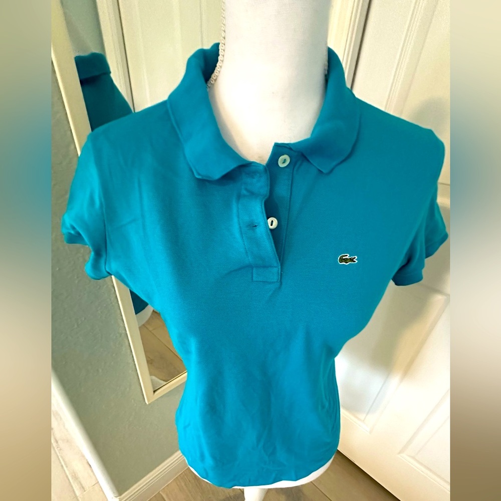 Lacoste Women's Teal Button Down Shirt